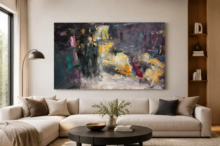 Nocturne above a sofa in a living room
